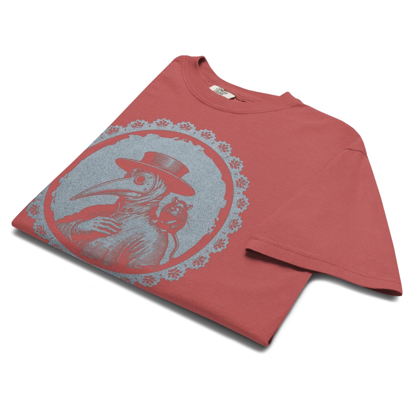 Spooky Gothic Tee – Plague Doctor & Pet Rat Design – Dark Humor