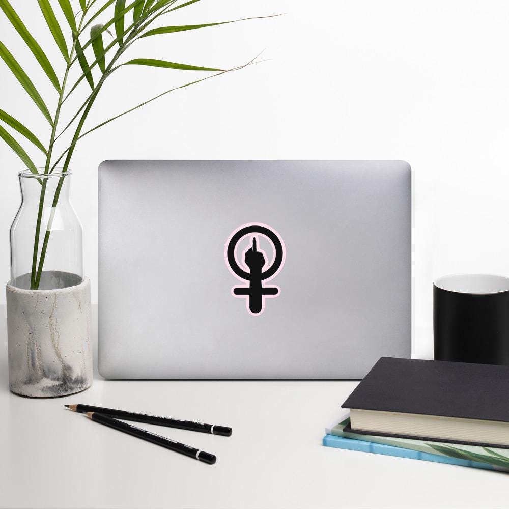 Rebel Feminist Sticker: Cheap Galentine's Day Gift • Female Symbol Protest Art