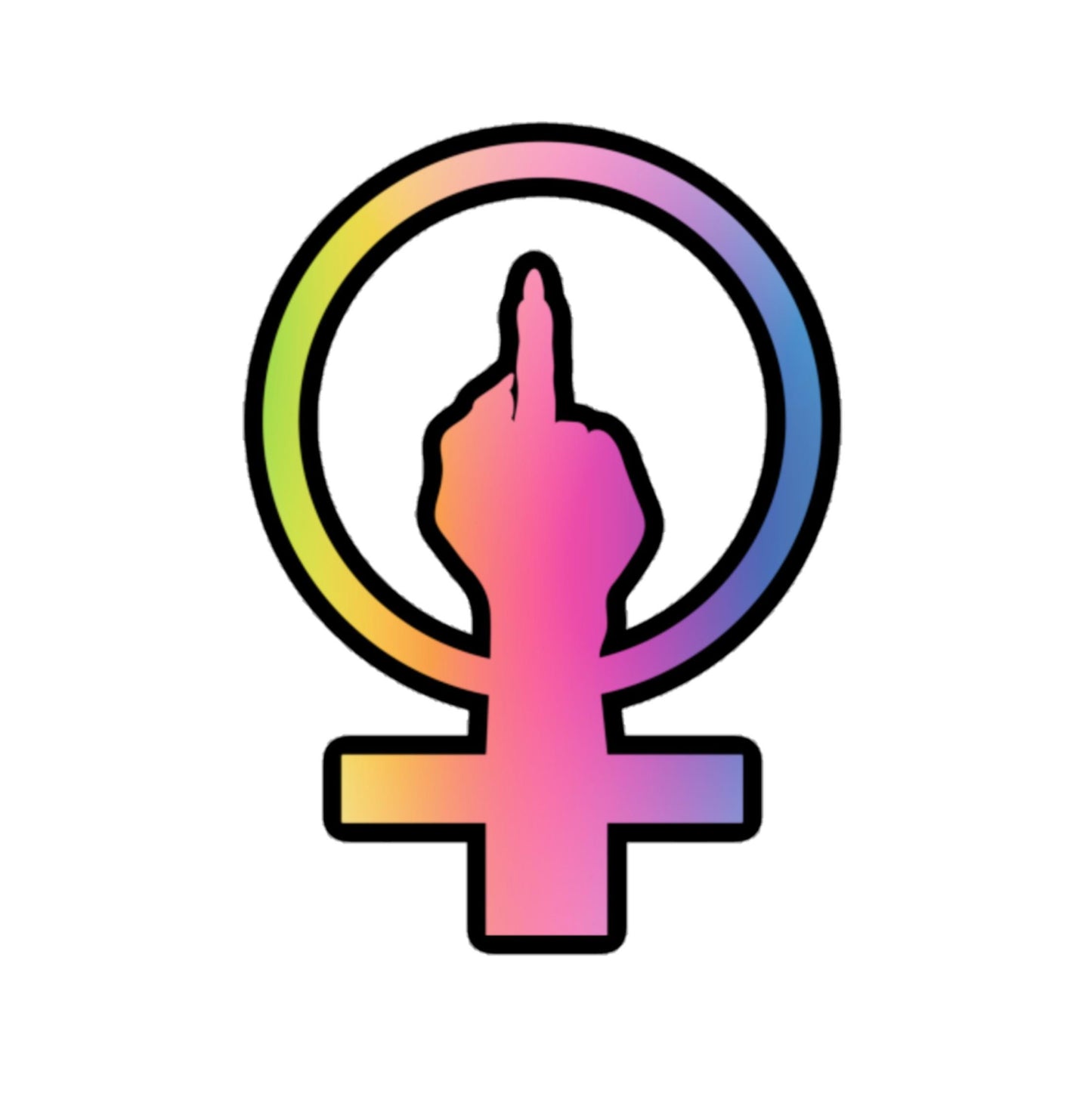 Sheet of Four Female Empowering Stickers with Funny Paintings and Feminist Symbols