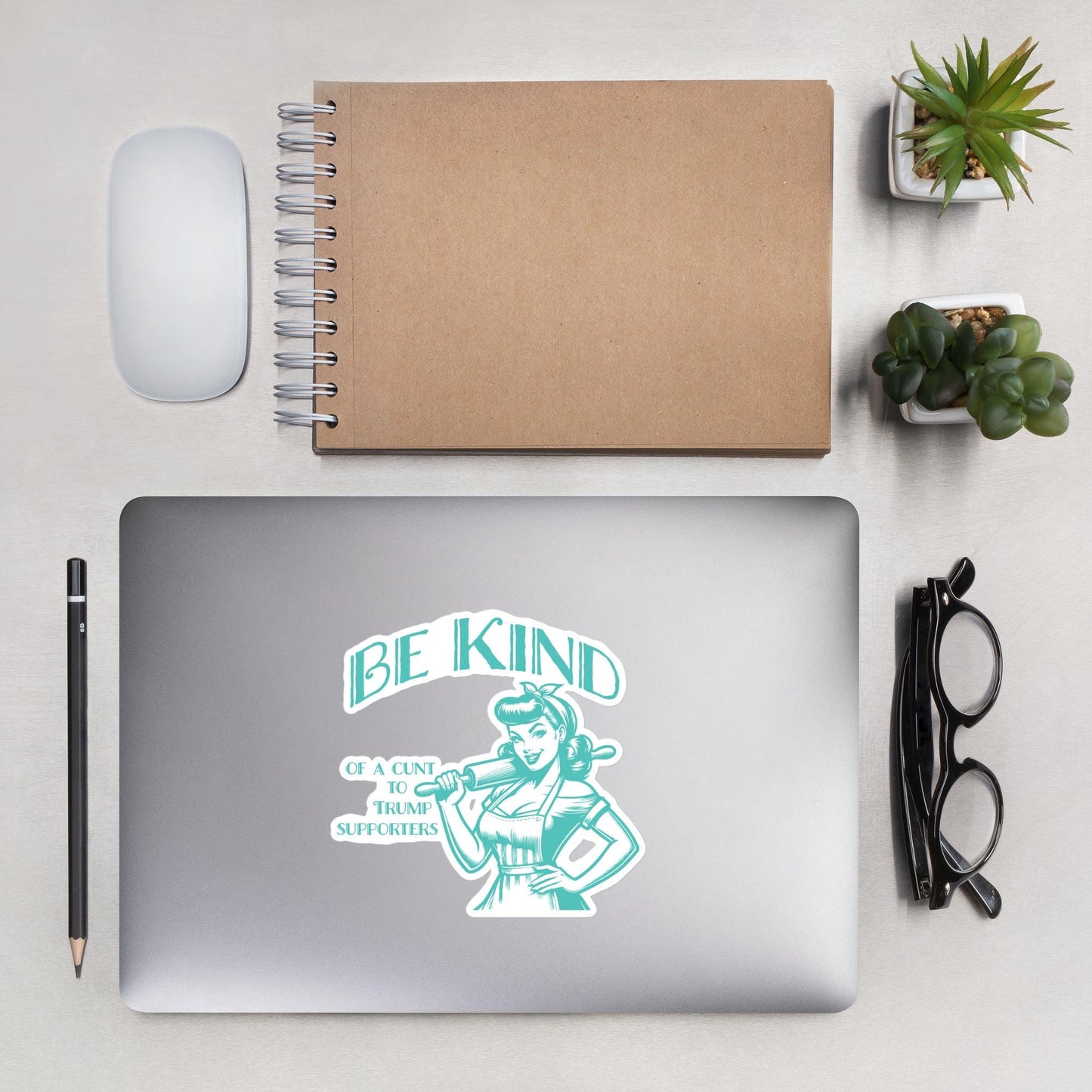 Sarcastic 'Be Kind' Retro Housewife Sticker - Anti-Trump Political Humor - Vintage-Inspired Decal