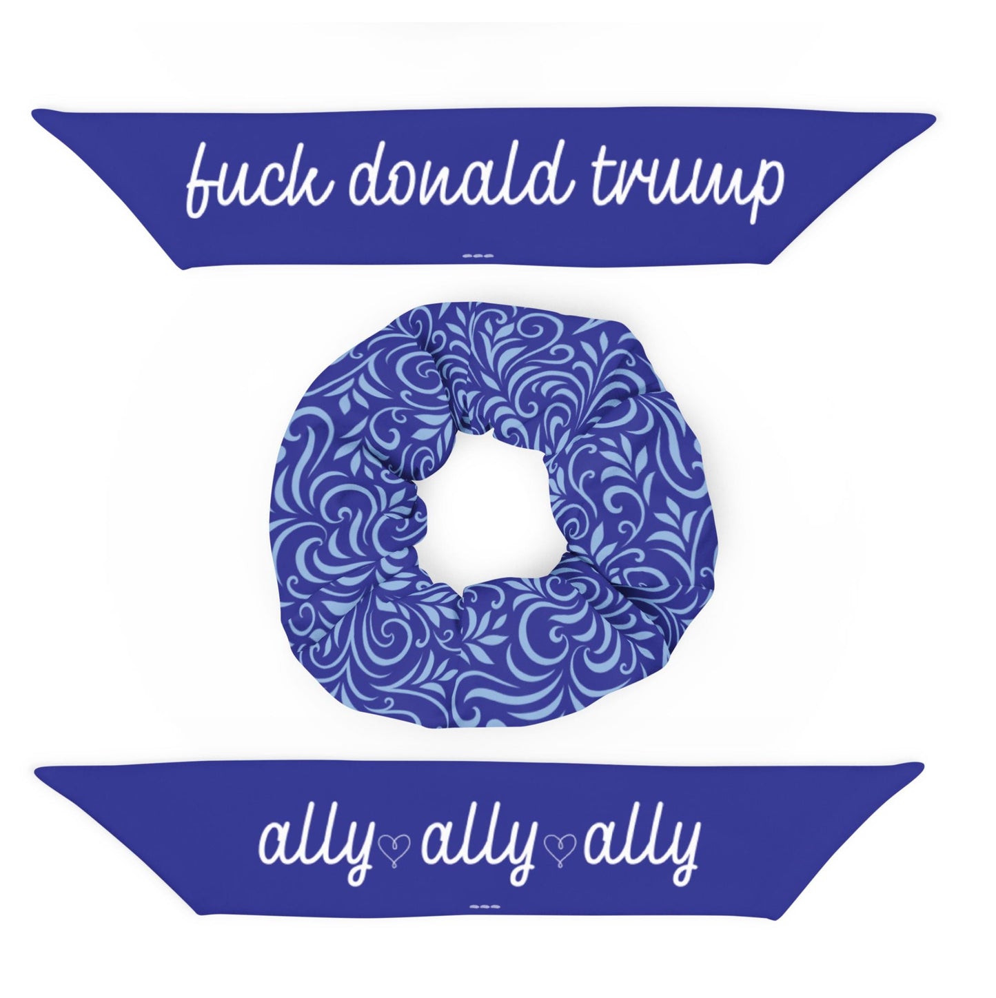 Blue Ally Bracelet - Recycled Fabric Hair Scrunchie - Hair Tie Pony Tail Accessory