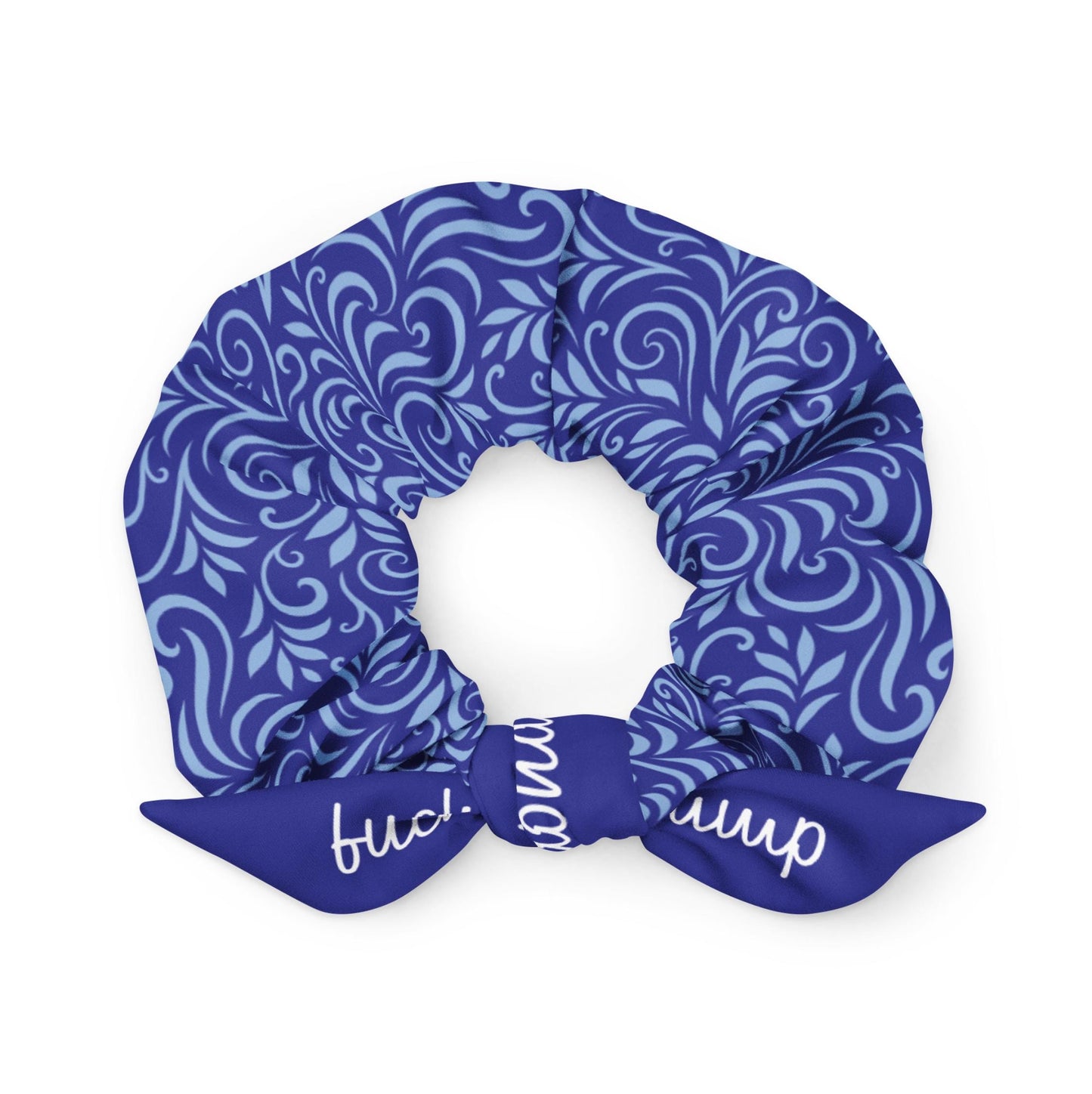 Blue Ally Bracelet - Recycled Fabric Hair Scrunchie - Hair Tie Pony Tail Accessory