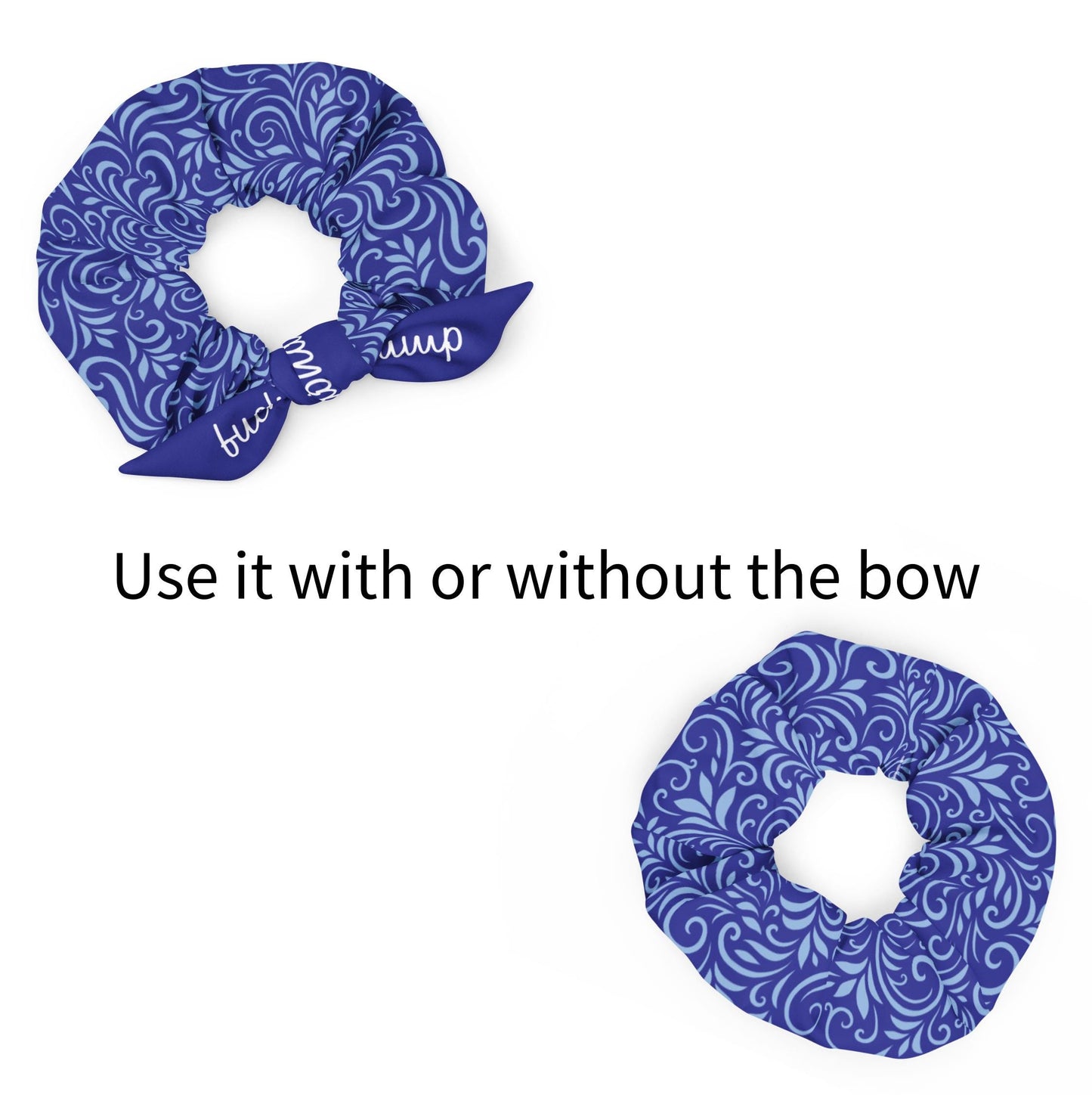 Blue Ally Bracelet - Recycled Fabric Hair Scrunchie - Hair Tie Pony Tail Accessory