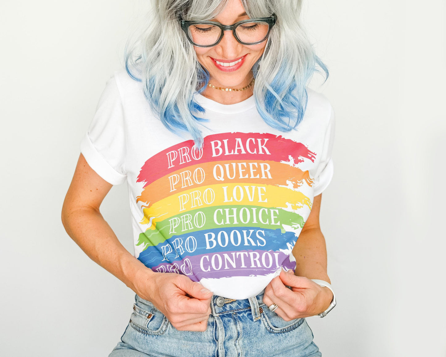 Pro Shirt • BLM Queer Ally Books Choice Gun Control • Rainbow • Activist Apparel