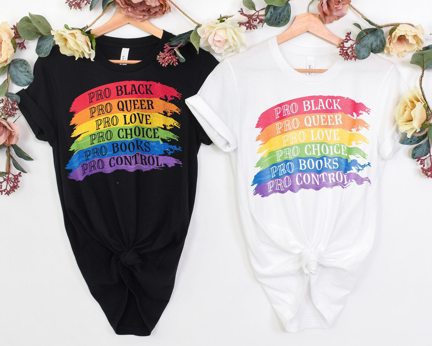 Pro Shirt • BLM Queer Ally Books Choice Gun Control • Rainbow • Activist Apparel