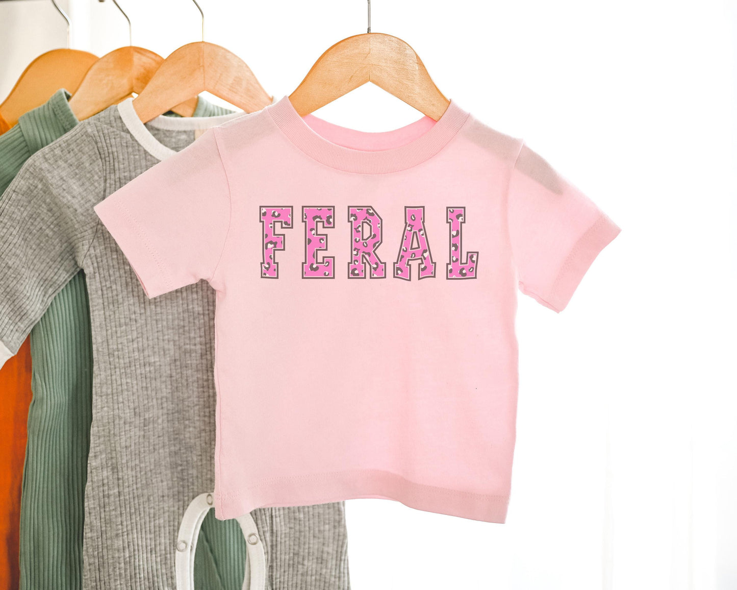 Feral Wild Child - Hot Pink Cheetah - Fun Toddler Youth Kid Shirt