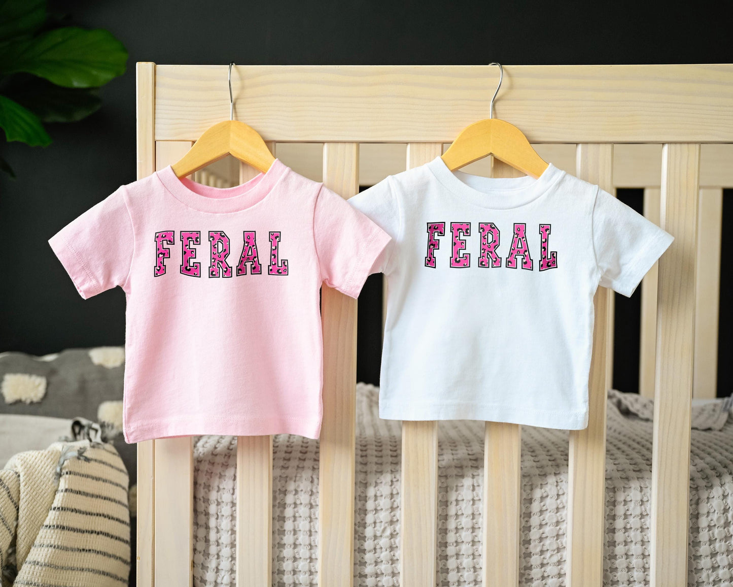 Feral Wild Child - Hot Pink Cheetah - Fun Toddler Youth Kid Shirt