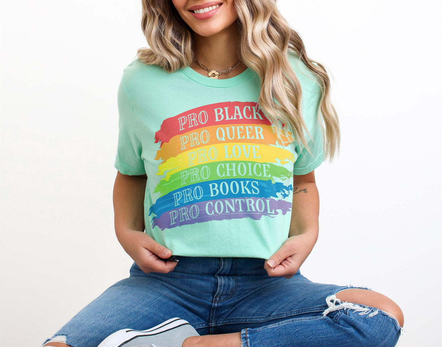 Pro Shirt • BLM Queer Ally Books Choice Gun Control • Rainbow • Activist Apparel