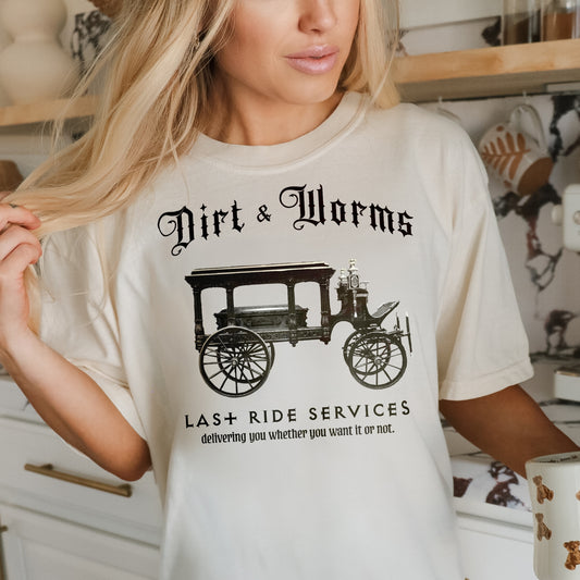 Dark Humor Shirt – Comfort Colors – Victorian Hearse and Coffin – Morticians Funeral Directors