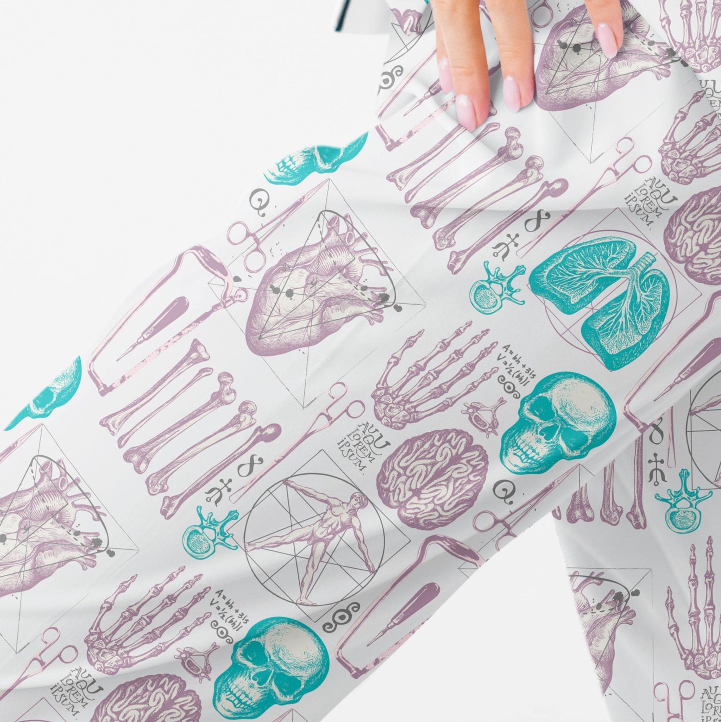 Comfy Lounge Pants with Pockets - Mortician Tools Skull Heart - Dark & Morbid Pattern