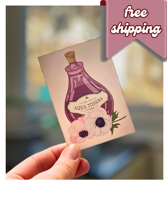 Aqua Tofana Witchy Feminist Sticker: Bold Herbalist Symbol, TikTok Viral Witchcraft Art, Empowering Gift Galentine's Day