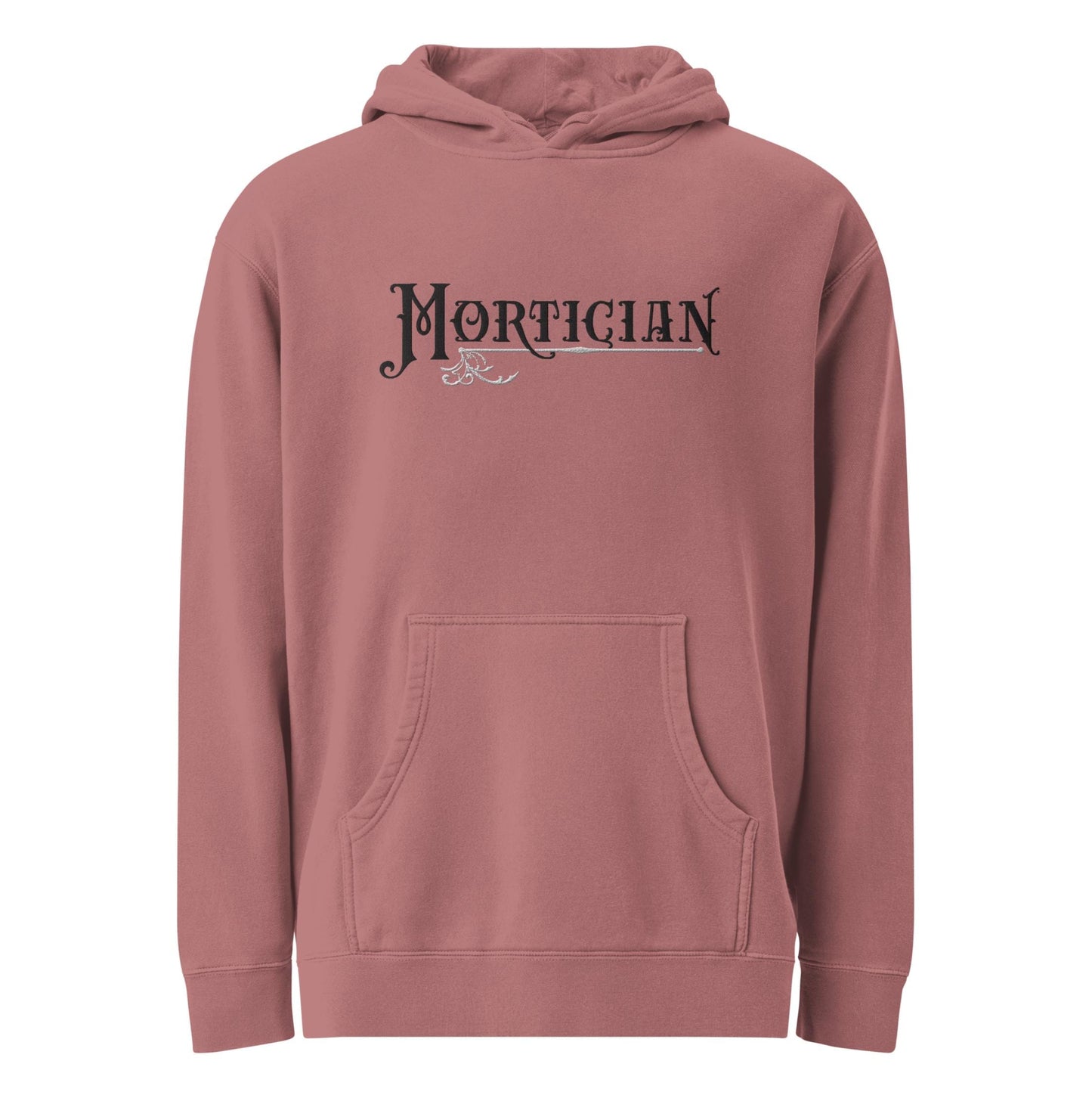 Embroidered Hoodie - Mortician - Gothic Font - Oversized - Comfy