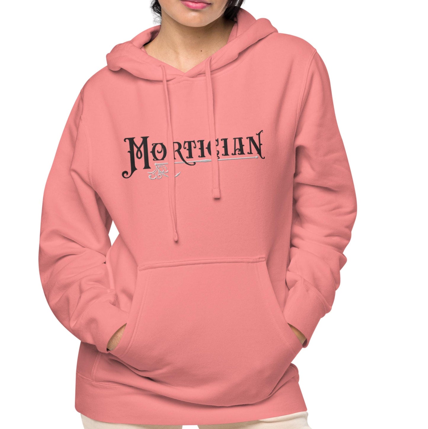 Embroidered Hoodie - Mortician - Gothic Font - Oversized - Comfy