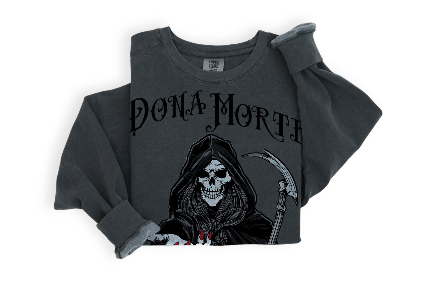Female Grim Reaper - Sweatshirt for Her - Skeleton Skull Manicure - Creepy and Cute