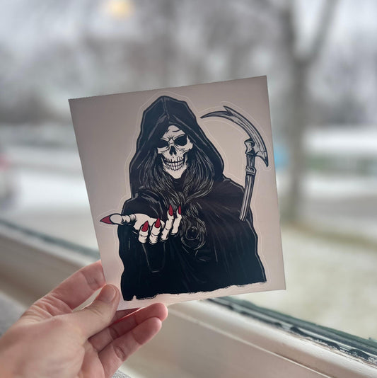 She Grim Reaper - Undertaker - Angel of Death - Sticker Decal Decoration