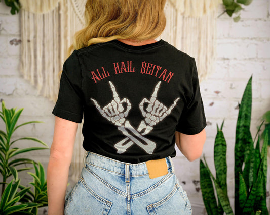 Dark Humor Vegan Vegetarian Shirt - Ironic Pun Hail Seitan - Funny Play on Words